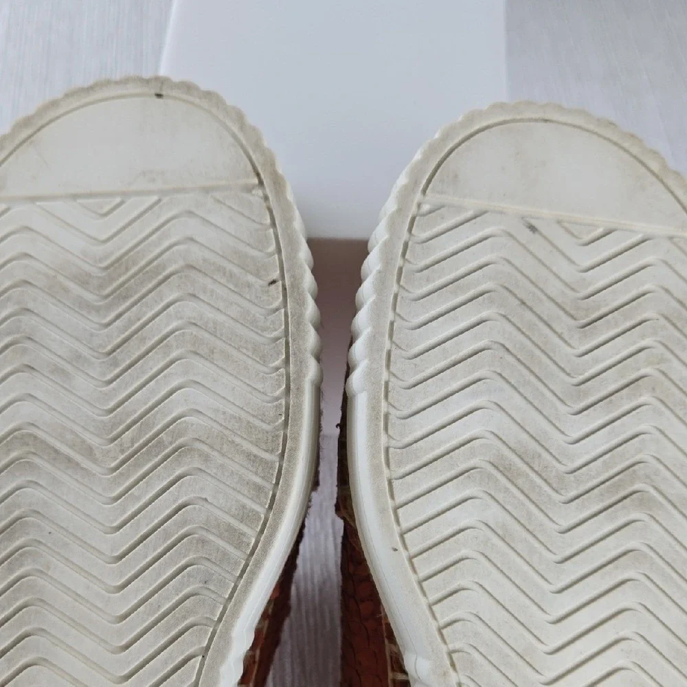 Franco Sarto Birch Orange Snakeskin Embossed Leather Platform Espadrille Sandals